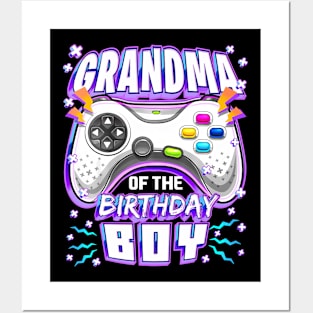 Grandma Of The Birthday Boy Matching Video Gamer Party Posters and Art